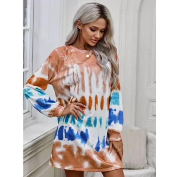 🍭1 L left🌼New boutique Tiedye sweatshirt dress - Picture 4 of 10
